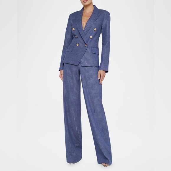 L'AGENCE Blue Pinstripe Trousers - Picture 8 of 9